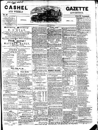 cover page of Cashel Gazette and Weekly Advertiser published on April 1, 1865