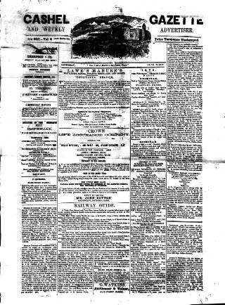 cover page of Cashel Gazette and Weekly Advertiser published on June 18, 1870