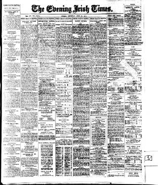 cover page of Evening Irish Times published on June 18, 1914