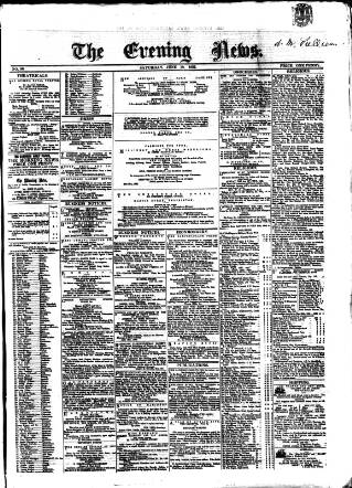 cover page of Evening News (Dublin) published on June 18, 1859