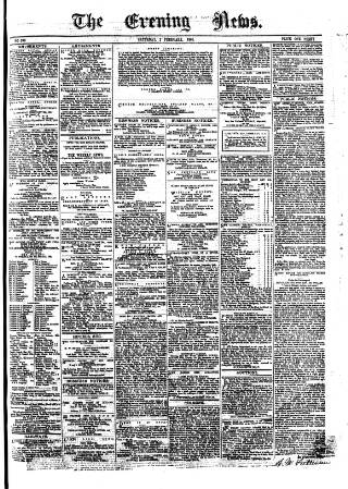 cover page of Evening News (Dublin) published on February 2, 1861