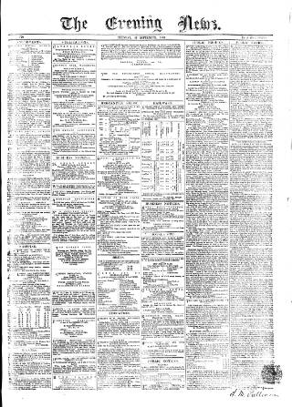 cover page of Evening News (Dublin) published on September 17, 1861