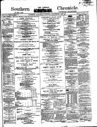 cover page of Bassett's Chronicle published on November 2, 1867