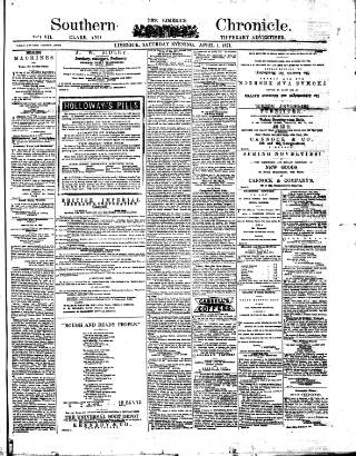 cover page of Bassett's Chronicle published on April 1, 1871
