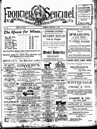 cover page of Frontier Sentinel published on February 2, 1924