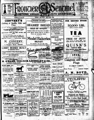 cover page of Frontier Sentinel published on June 18, 1932