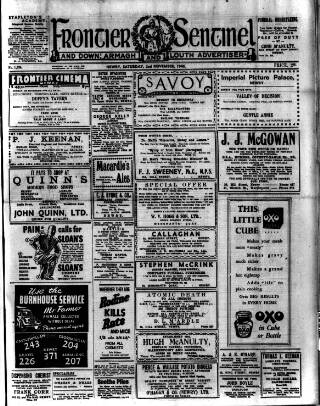 cover page of Frontier Sentinel published on November 2, 1946