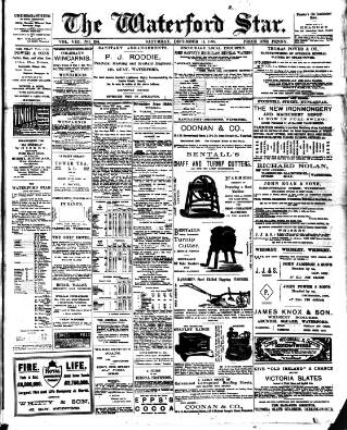 cover page of Waterford Star published on December 14, 1895
