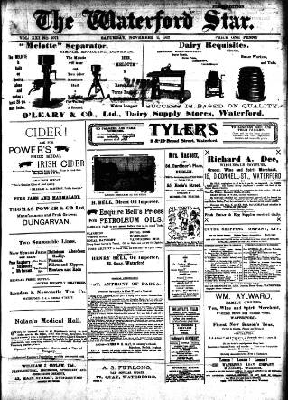 cover page of Waterford Star published on November 2, 1912