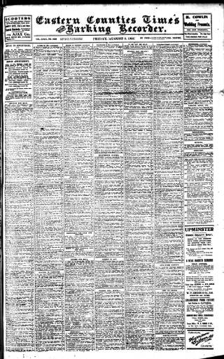 cover page of Eastern Counties' Times published on August 2, 1918