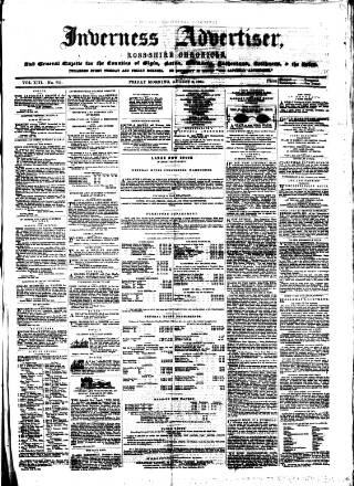 cover page of Inverness Advertiser and Ross-shire Chronicle published on August 2, 1861