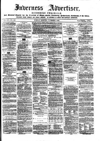 cover page of Inverness Advertiser and Ross-shire Chronicle published on November 2, 1869