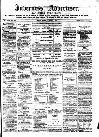 cover page of Inverness Advertiser and Ross-shire Chronicle published on April 1, 1870