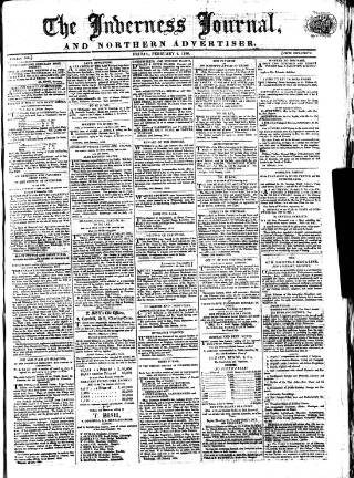 cover page of Inverness Journal and Northern Advertiser published on February 2, 1816