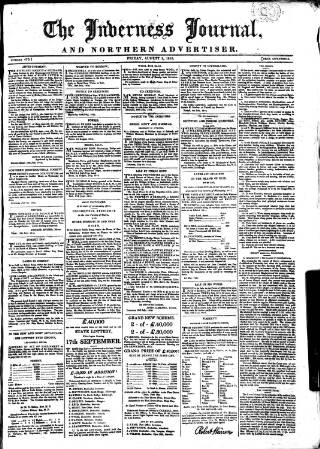 cover page of Inverness Journal and Northern Advertiser published on August 2, 1816