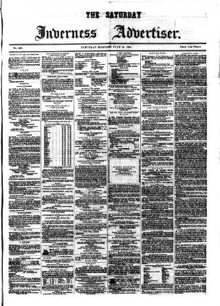 cover page of Saturday Inverness Advertiser published on June 18, 1864