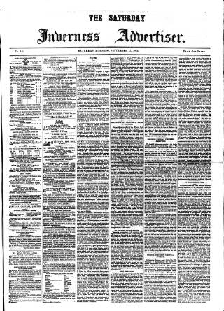 cover page of Saturday Inverness Advertiser published on September 17, 1864