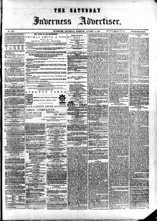 cover page of Saturday Inverness Advertiser published on August 2, 1879