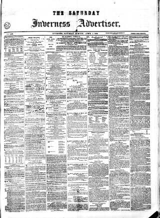 cover page of Saturday Inverness Advertiser published on April 1, 1882