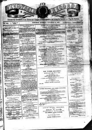 cover page of Teviotdale Record and Jedburgh Advertiser published on November 2, 1867