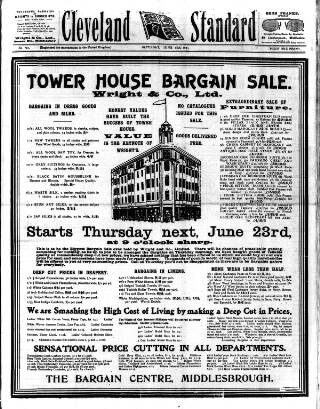 cover page of Cleveland Standard published on June 18, 1921