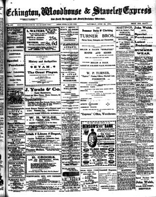 cover page of Eckington, Woodhouse and Staveley Express published on June 18, 1904