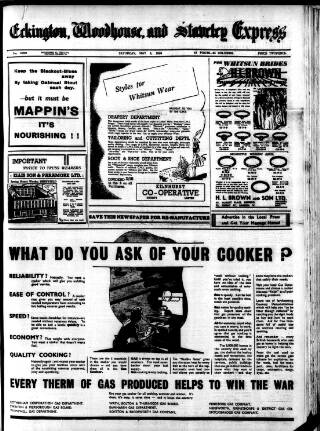 cover page of Eckington, Woodhouse and Staveley Express published on May 4, 1940