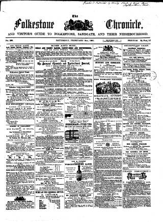 cover page of Folkestone Chronicle published on February 2, 1861