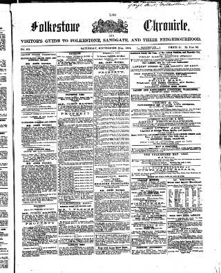 cover page of Folkestone Chronicle published on September 17, 1864