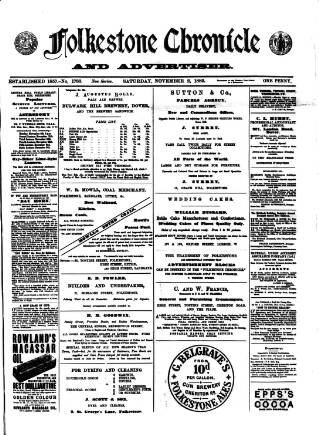 cover page of Folkestone Chronicle published on November 2, 1889