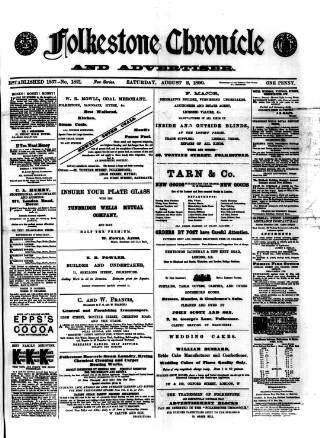 cover page of Folkestone Chronicle published on August 2, 1890