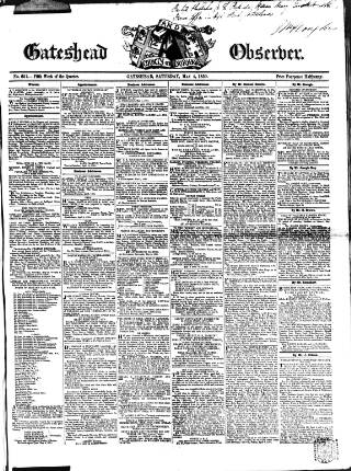 cover page of Gateshead Observer published on May 4, 1850