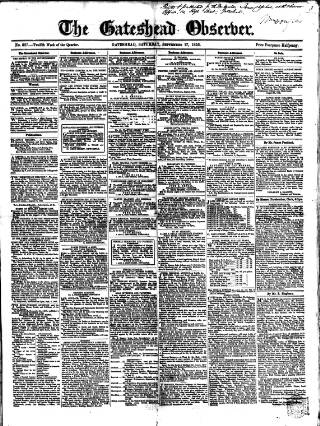cover page of Gateshead Observer published on September 17, 1853
