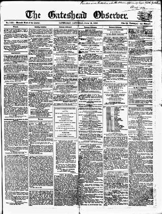 cover page of Gateshead Observer published on June 18, 1859