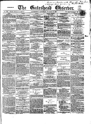 cover page of Gateshead Observer published on November 2, 1867