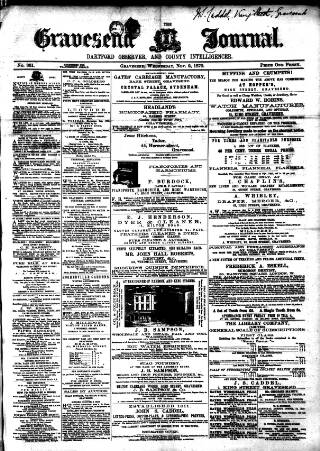 cover page of Gravesend Journal published on November 2, 1870