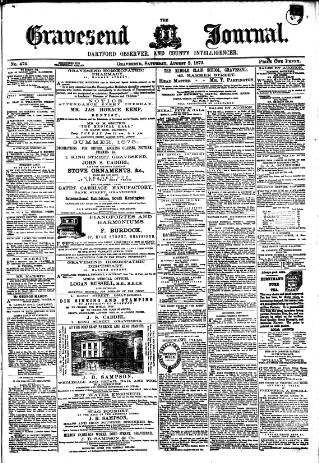 cover page of Gravesend Journal published on August 2, 1873