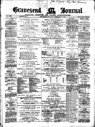 cover page of Gravesend Journal published on February 2, 1889