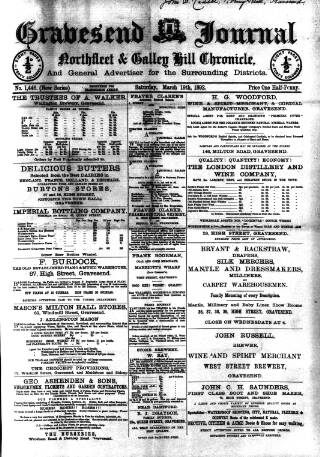 cover page of Gravesend Journal published on March 19, 1892