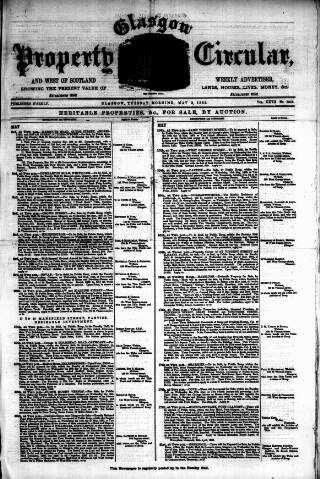 cover page of Glasgow Property Circular and West of Scotland Weekly Advertiser published on May 2, 1882