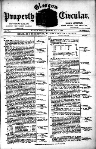 cover page of Glasgow Property Circular and West of Scotland Weekly Advertiser published on May 4, 1886