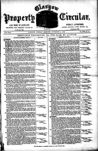 cover page of Glasgow Property Circular and West of Scotland Weekly Advertiser published on November 2, 1886