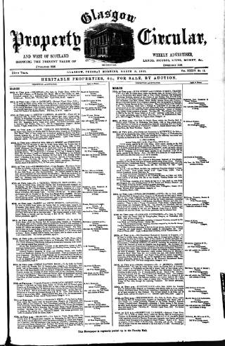cover page of Glasgow Property Circular and West of Scotland Weekly Advertiser published on March 19, 1889