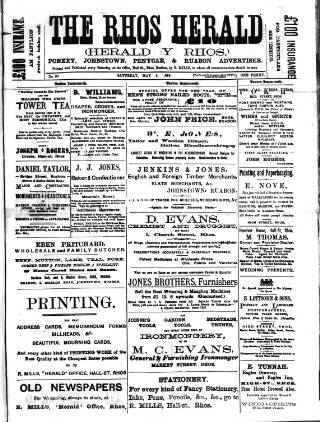 cover page of Rhos Herald published on May 2, 1896