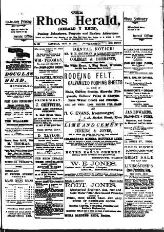 cover page of Rhos Herald published on September 17, 1904