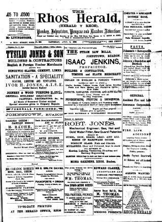 cover page of Rhos Herald published on April 4, 1908