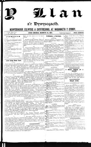 cover page of Y Llan published on March 19, 1897