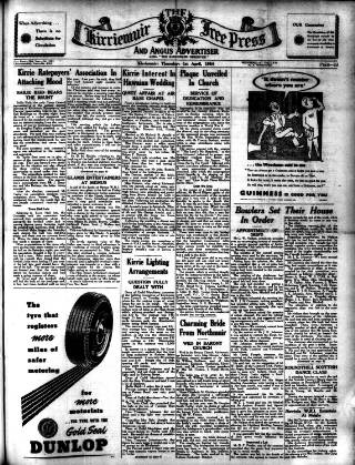 cover page of Kirriemuir Free Press and Angus Advertiser published on April 1, 1954