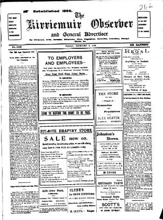 cover page of Kirriemuir Observer and General Advertiser published on February 2, 1940