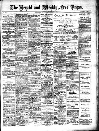 cover page of Weekly Free Press and Aberdeen Herald published on February 2, 1884